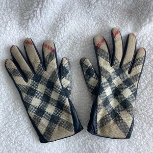 Authentic Burberry Leather and Wool Gloves